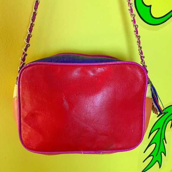 Vintage 90s color block quilted chain link purse - Picture 4 of 8